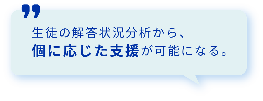 生徒の解答状況分析から、個に応じた支援が可能になる。